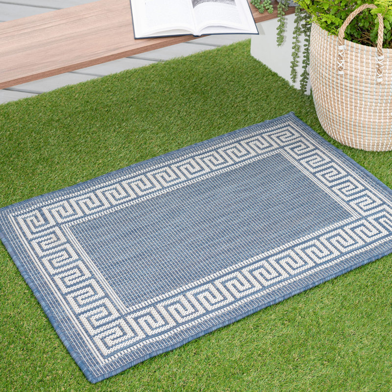 Beachcrest Home Drusilla Flatweave Blue Indoor/Outdoor Rug & Reviews